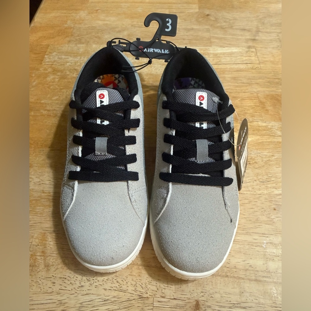 Airwalk Gray Suede-Style Sneakers with Black Laces